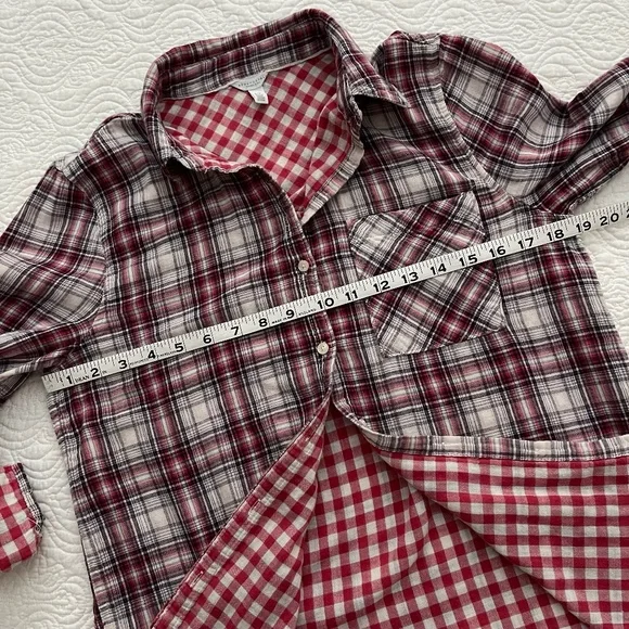 AEROPOSTALE Womenโs Long Sleeve Plaid Lined Button Down Shirt S/P - Picture 7 of 14